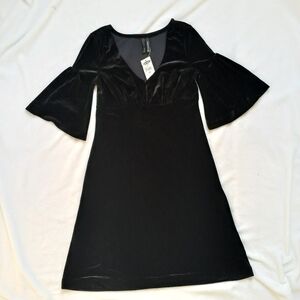 Old Navy Black Velvet Mini Dress Dark Cottage Witchy Gothic Women's Size XS